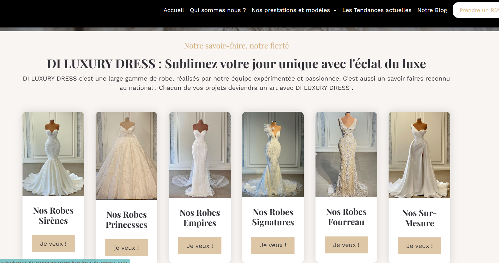 Site internet pour marque de robe de marié